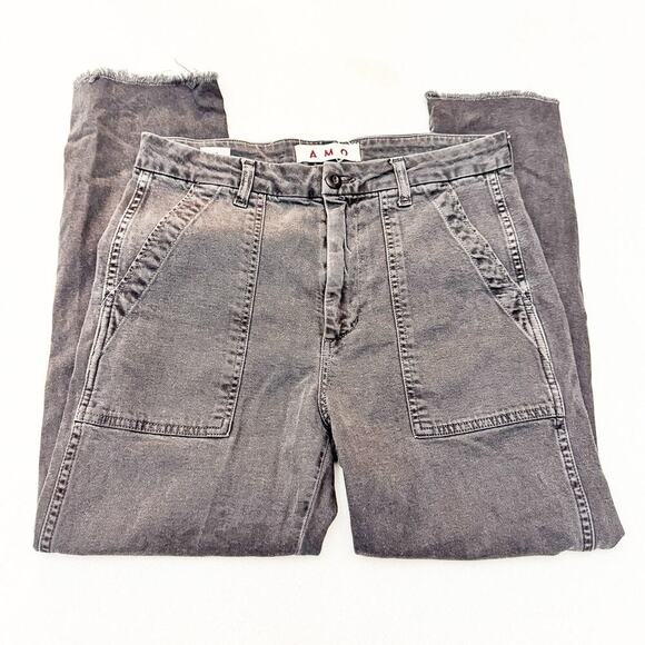 AMO Easy Army Trouser Washed Black Raw Hem Gray Denim Jeans Size 28 - Picture 4 of 9